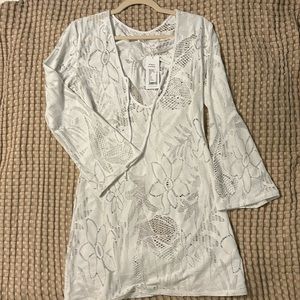 Seafolly Australia white cut-out swim cover up dress